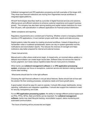 How Collateral Management Software and IPO Application Processing ...