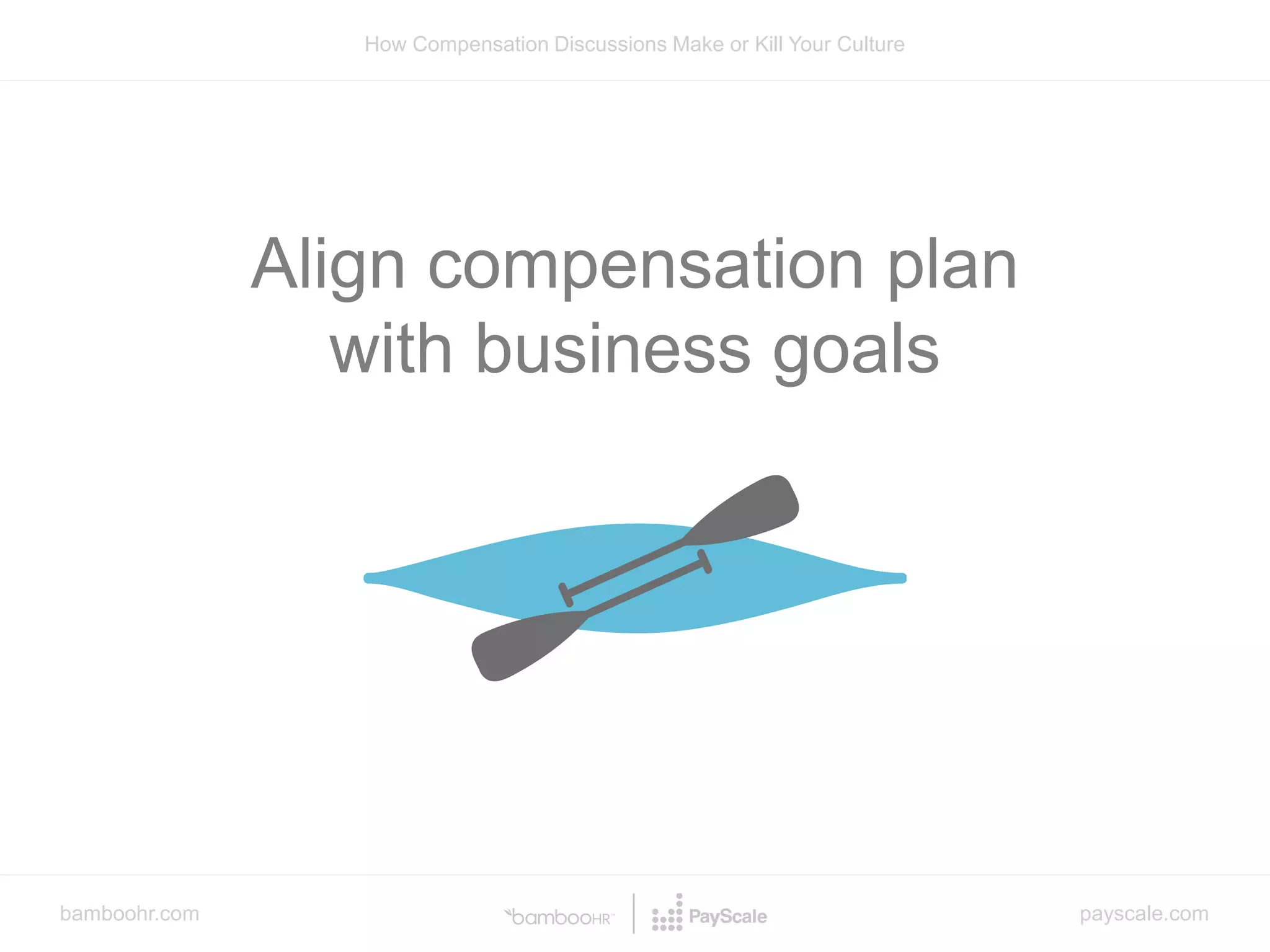 bamboohr.com payscale.com
How Compensation Discussions Make or Kill Your Culture
Align compensation plan
with business goals
 