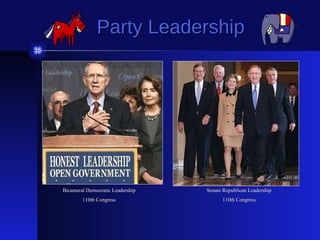 Party Leadership

Bicameral Democratic Leadership

Senate Republican Leadership

110th Congress

110th Congress

 