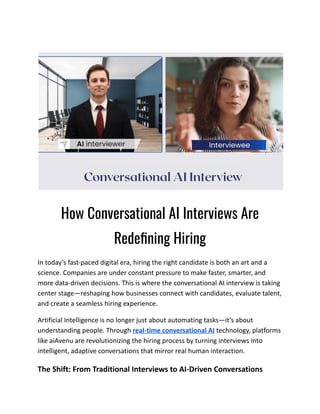 How Conversational AI Interviews Are Redefining Hiring | PDF