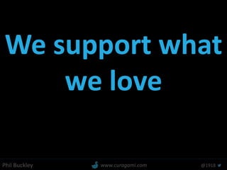 Phil Buckley @1918www.curagami.com
We support what
we love
 