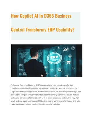 How Copilot AI in D365 Business Central Transforms ERP Usability | PDF