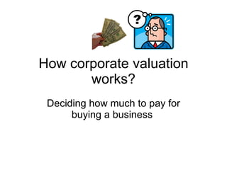 How corporate valuation works? Deciding how much to pay for buying a business  