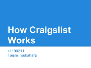 How Craigslist
Works
s1190211
Taishi Tsukahara
 