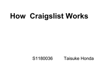 S1180036 Taisuke Honda
How Craigslist Works
 