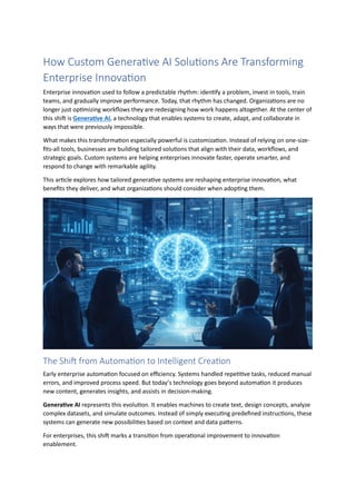How Custom Generative AI Solutions Are Transforming Enterprise ...