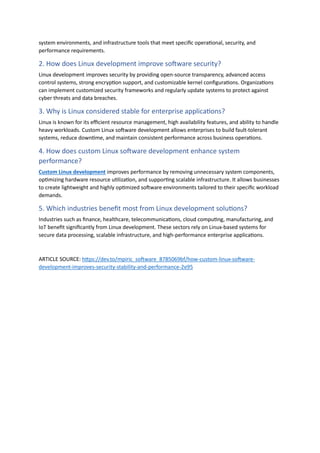 How Custom Linux Software Development Improves Security, Stability, and ...