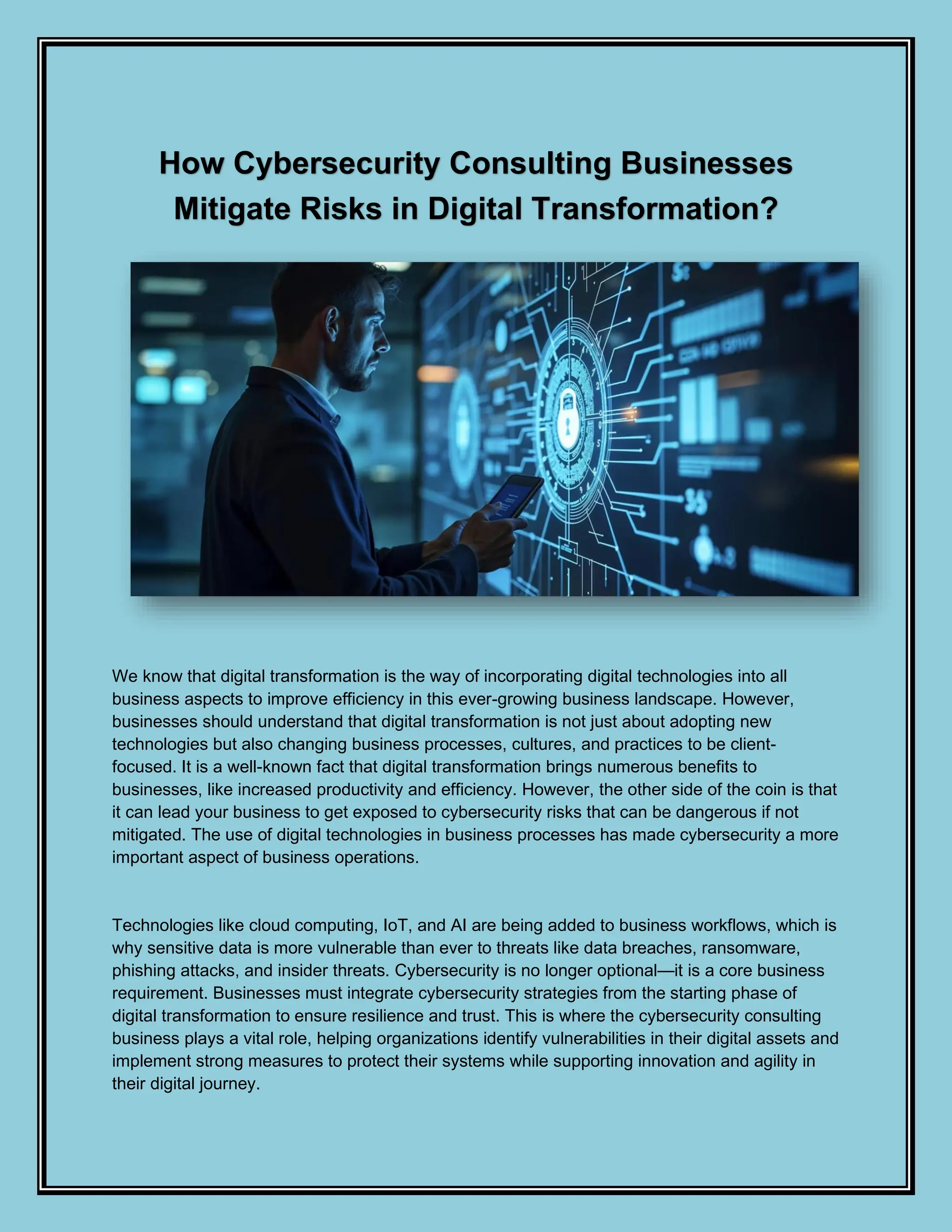 How Cybersecurity Consulting Businesses Mitigate Risks in Digital ...