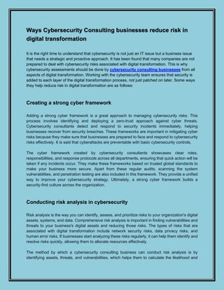 How Cybersecurity Consulting Businesses Mitigate Risks in Digital ...