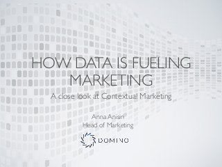 HOW DATA IS FUELING
MARKETING
A close look at Contextual Marketing
Anna Anisin
Head of Marketing
 