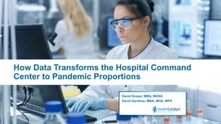 How Data Transforms the Hospital Command
Center to Pandemic Proportions
David Grauer, MBA, MHSA
David Gardiner, MBA, MHA, MPH
 
