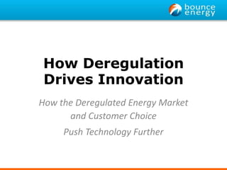 How DeregulationDrives Innovation How the Deregulated Energy Market  and Customer Choice Push Technology Further 