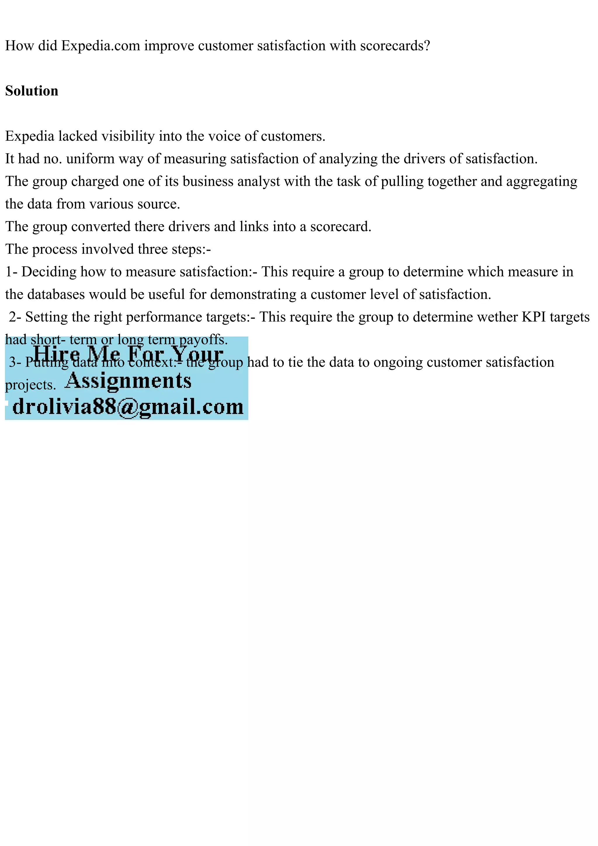How did Expedia.com improve customer satisfaction with scorecards.pdf