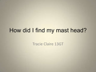How did I find my mast head?

        Tracie Claire 13GT
 