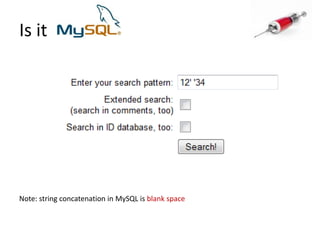 Is itNote: string concatenation in MySQL is blank space