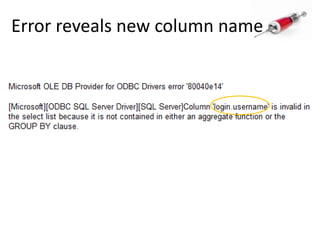 Error reveals new column name