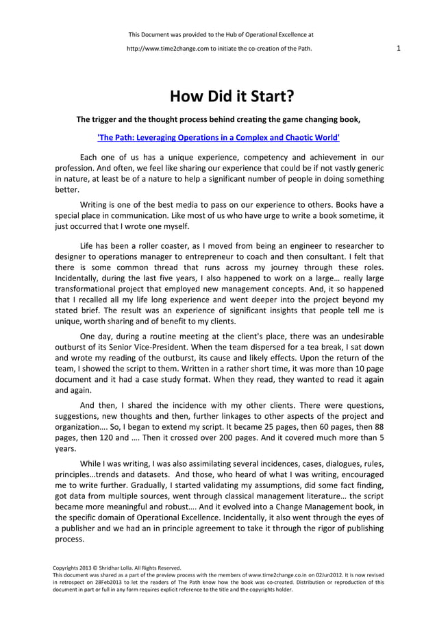 How did it start pdf
