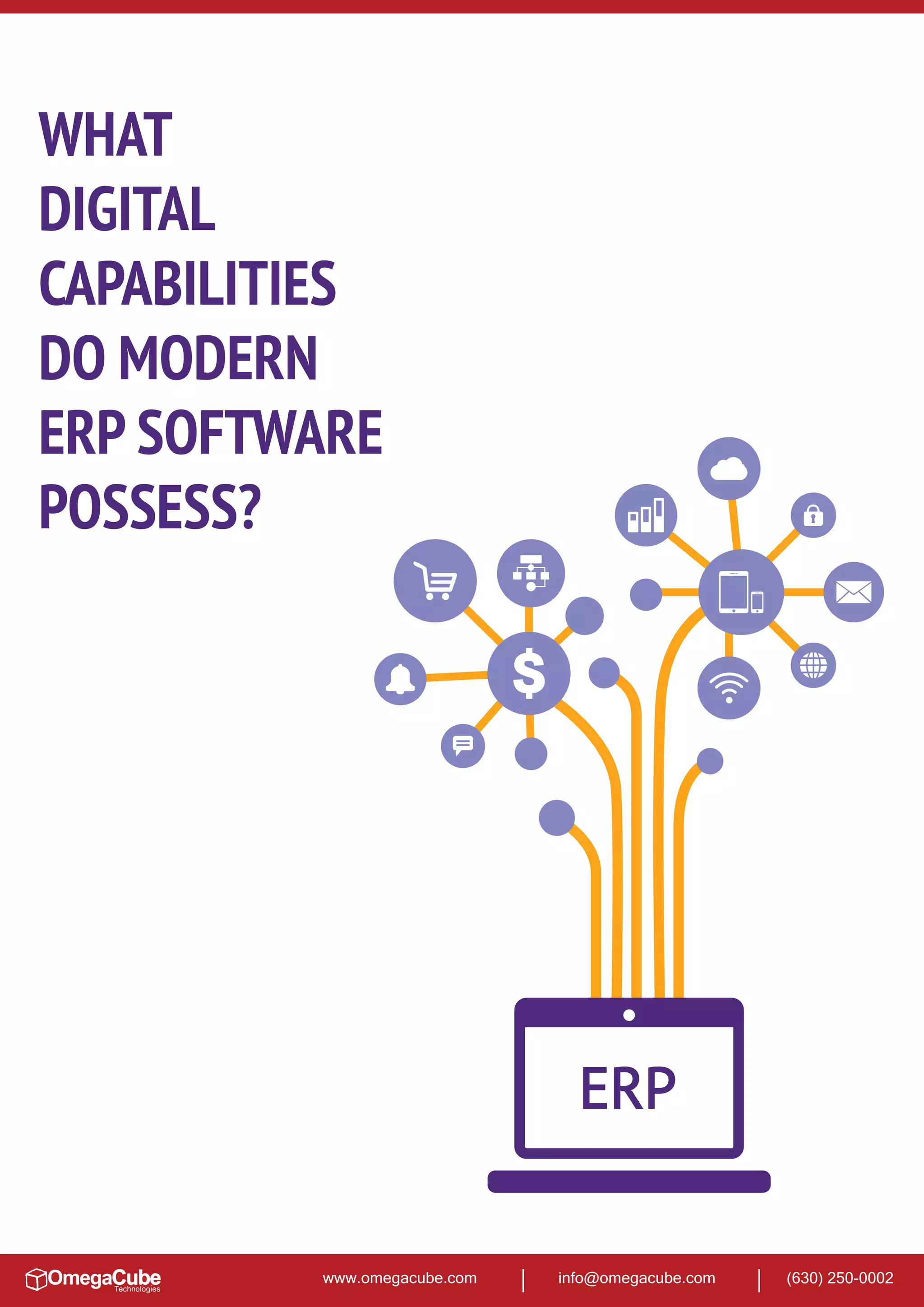 www.omegacube.com info@omegacube.com (630) 250-0002
WHAT
DIGITAL
CAPABILITIES
DO MODERN
ERP SOFTWARE
POSSESS?
 