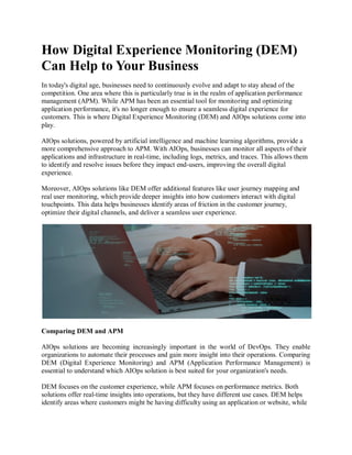 How Digital Experience Monitoring (DEM) Can Help to Your Business.pdf
