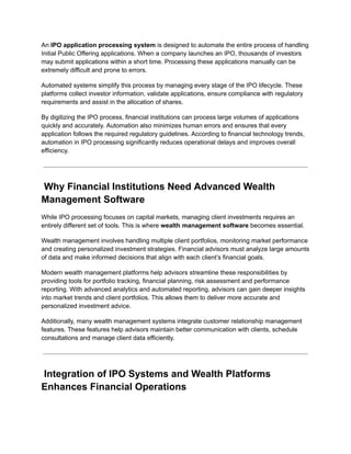 How Digital Financial Services Are Transforming IPO Processing and ...