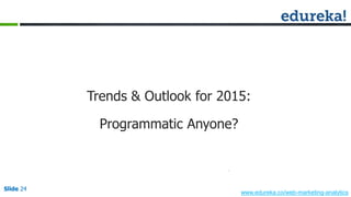 Slide 24
www.edureka.co/web-marketing-analytics
Slide 24
Trends & Outlook for 2015:
Programmatic Anyone?
 