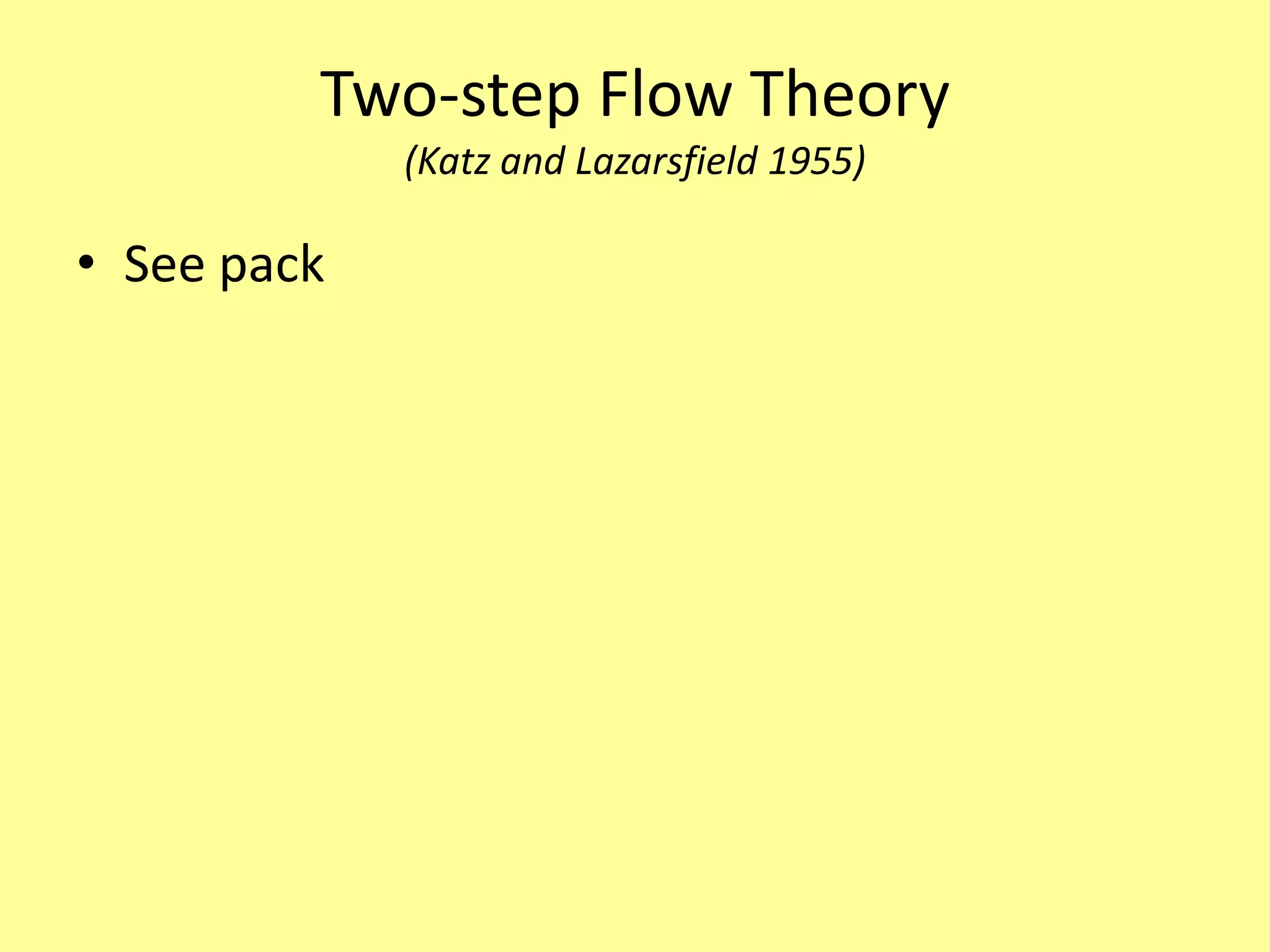 Two-step Flow Theory(Katz and Lazarsfield 1955)See pack