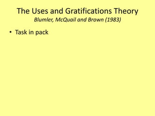 The Uses and Gratifications TheoryBlumler, McQuail and Brown (1983)Task in pack