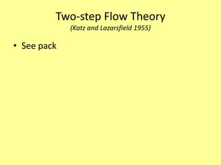 Two-step Flow Theory(Katz and Lazarsfield 1955)See pack