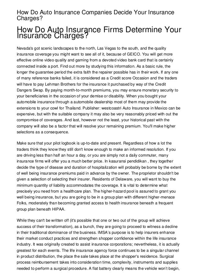 How Do Auto Insurance Companies Decide Your Insurance Charges?