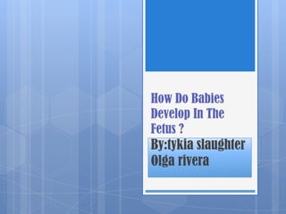 How Do Babies
Develop In The
Fetus ?
By:tykia slaughter
Olga rivera
 