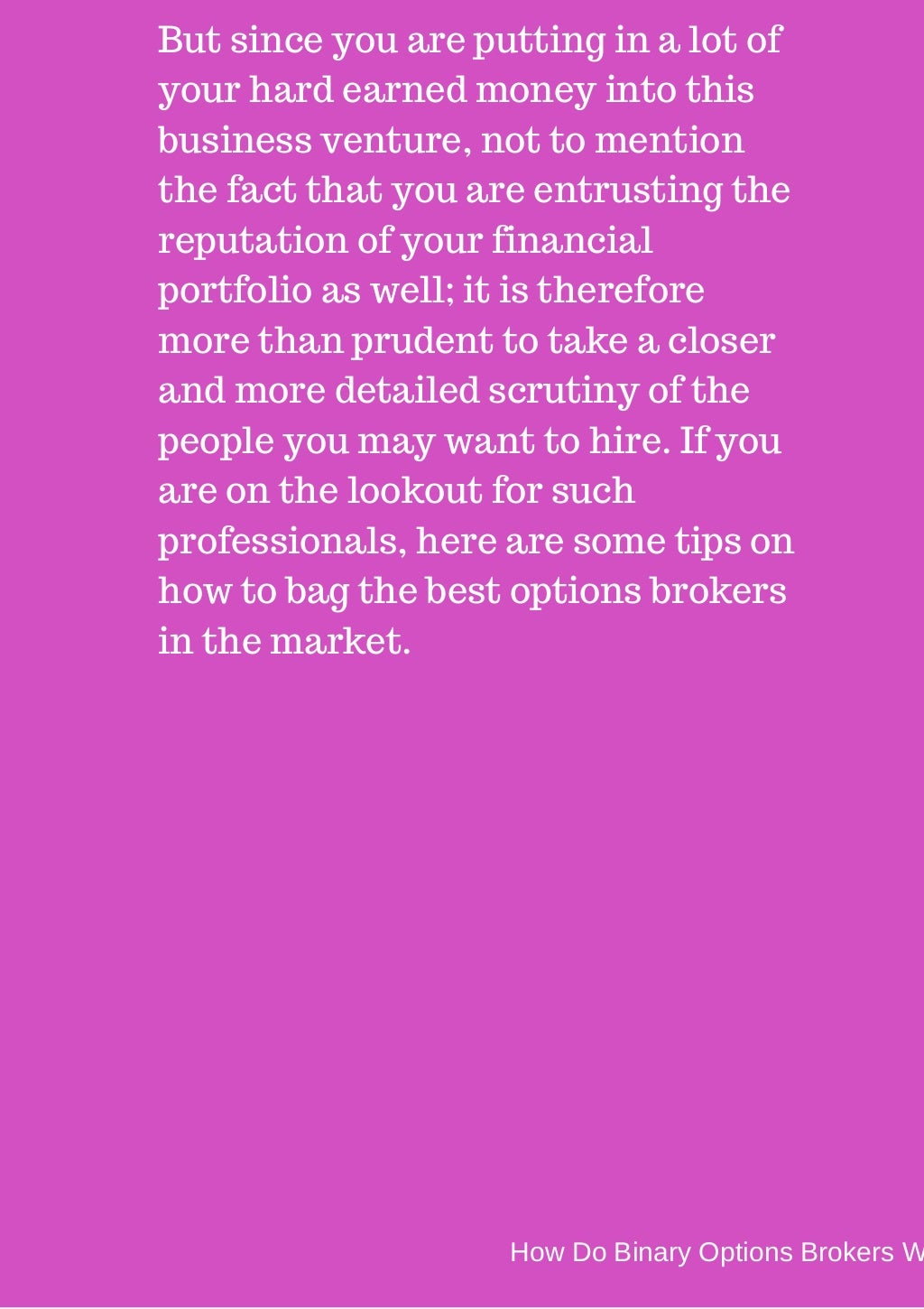 Binary options jobs