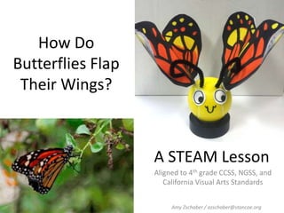 How Do
Butterflies Flap
Their Wings?
Amy Zschaber / azschaber@stancoe.org
A STEAM Lesson
Aligned to 4th grade CCSS, NGSS, and
California Visual Arts Standards
 