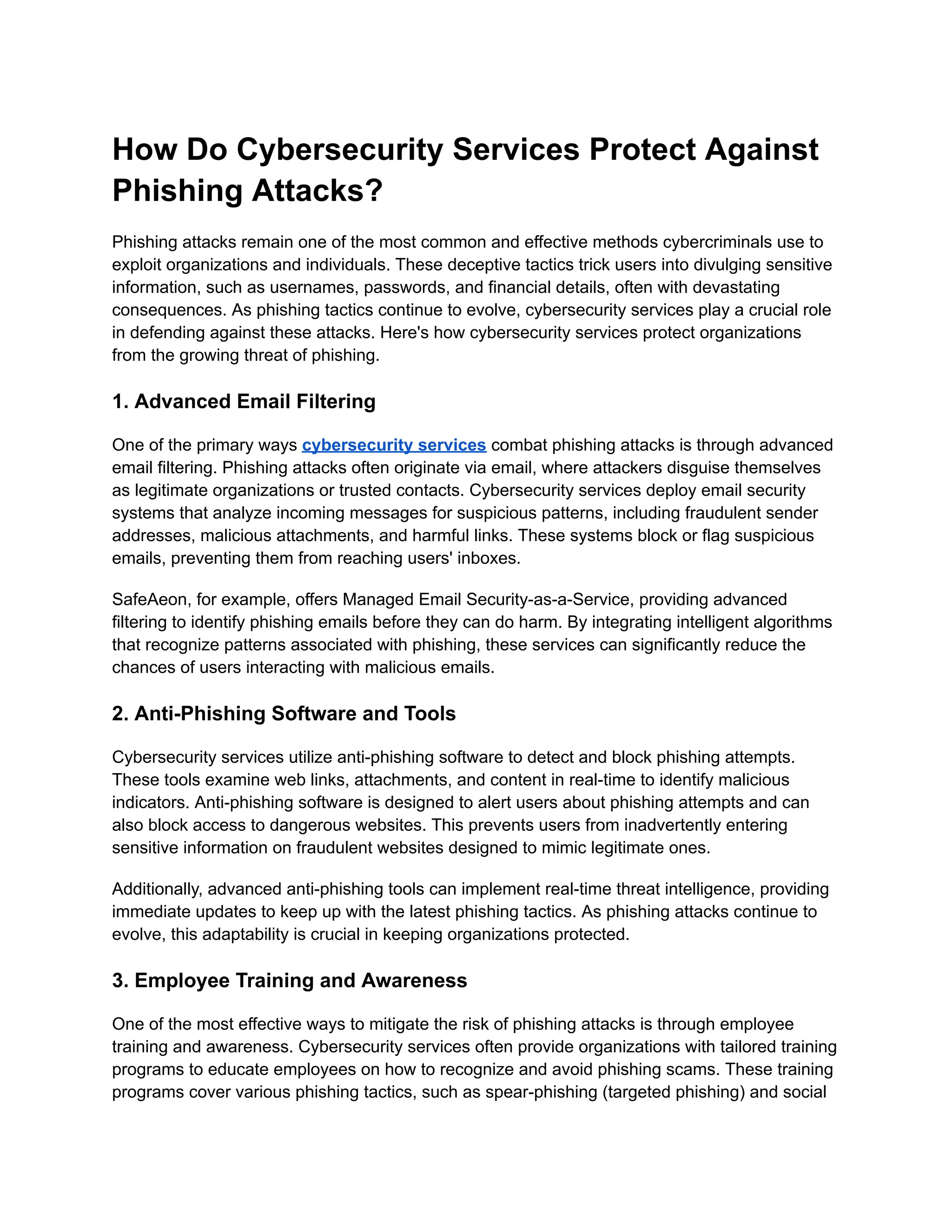 How Do Cybersecurity Services Protect Against Phishing Attacks | PDF