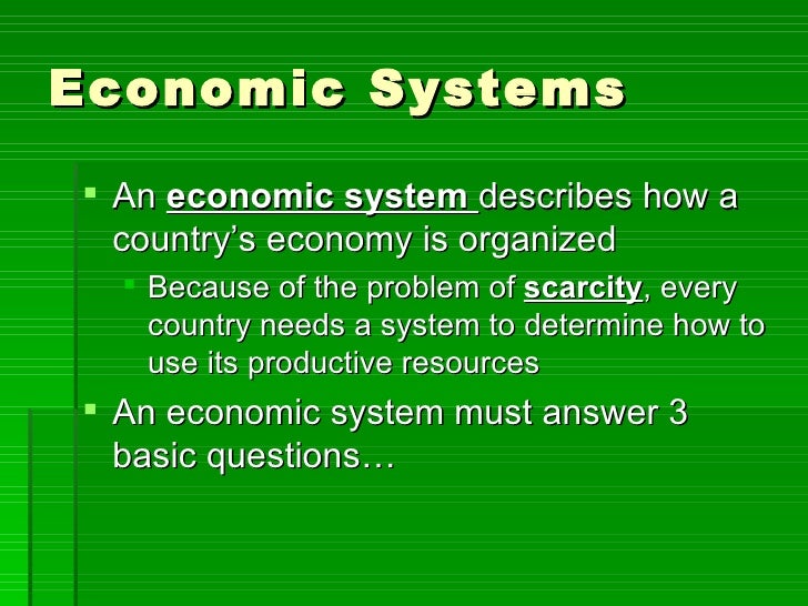 Economic Systems Comparison Chart Answer Key