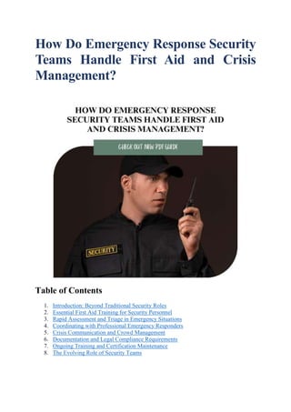 How Do Emergency Response Security Teams Handle First Aid and Crisis ...
