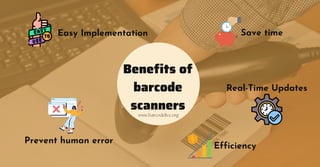 Benefits of
barcode
scanners
Easy Implementation
Prevent human error
Efficiency
Save time
Real-Time Updates
www.barcodelive.org
 