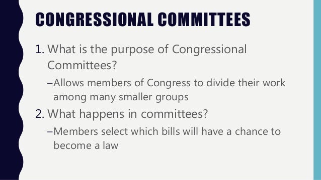 What are the purposes of congressional committees?