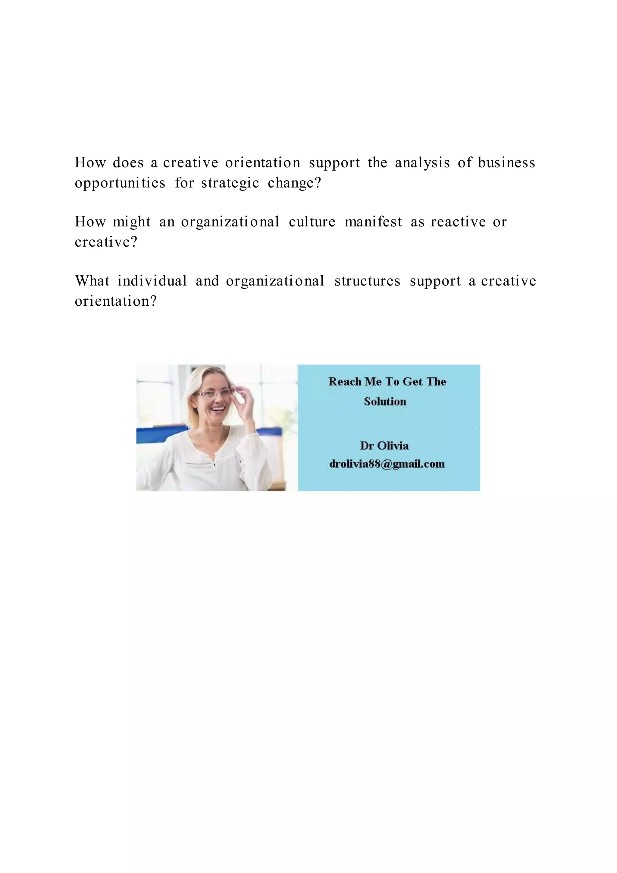 How does a creative orientation support the analysis of busine | DOCX