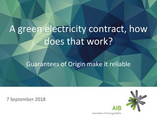 7 September 2018
A green electricity contract, how
does that work?
Guarantees of Origin make it reliable
 