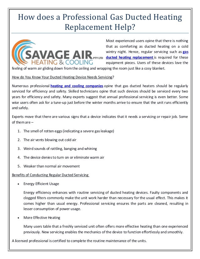 How does a professional gas ducted heating replacement help