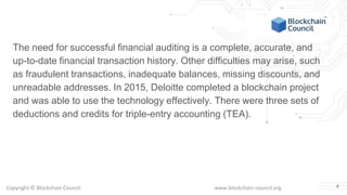 How does blockchain work in terms of the financial audit