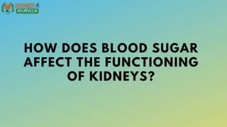 HOW DOES BLOOD SUGAR
AFFECT THE FUNCTIONING
OF KIDNEYS?
 