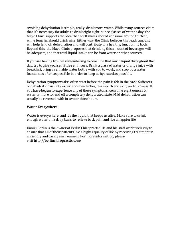 How does drinking water help back pain