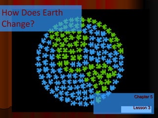 How Does Earth
Change?




                 Chapter 5

                 Lesson 3
 