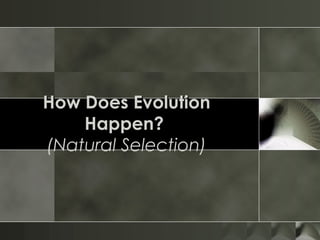 How Does EvolutionHow Does Evolution
Happen?Happen?
(Natural Selection)
 