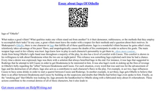 How Does Iago Use Racism In Othello | PDF