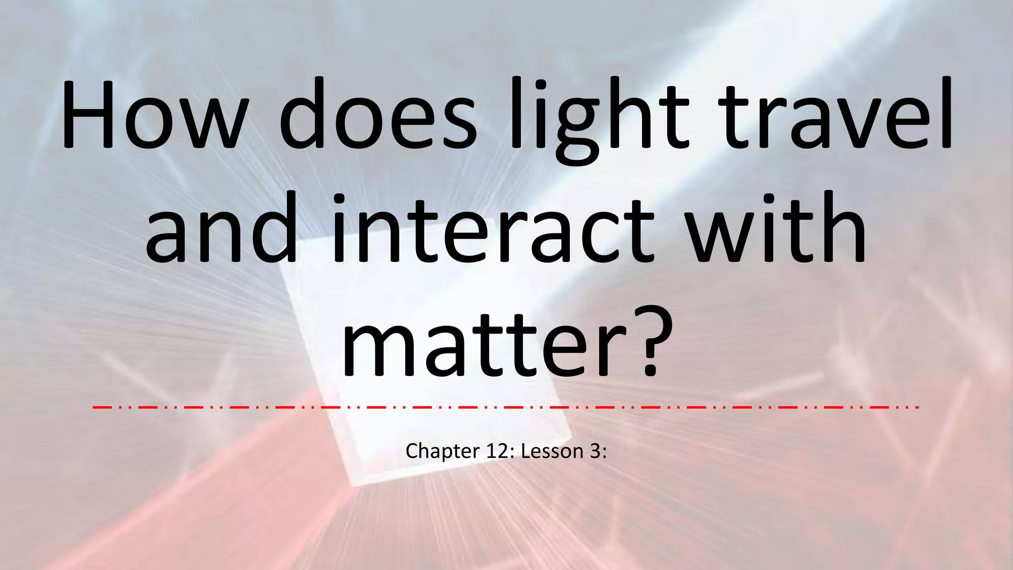 How does light travel and interact with matter2 PPT