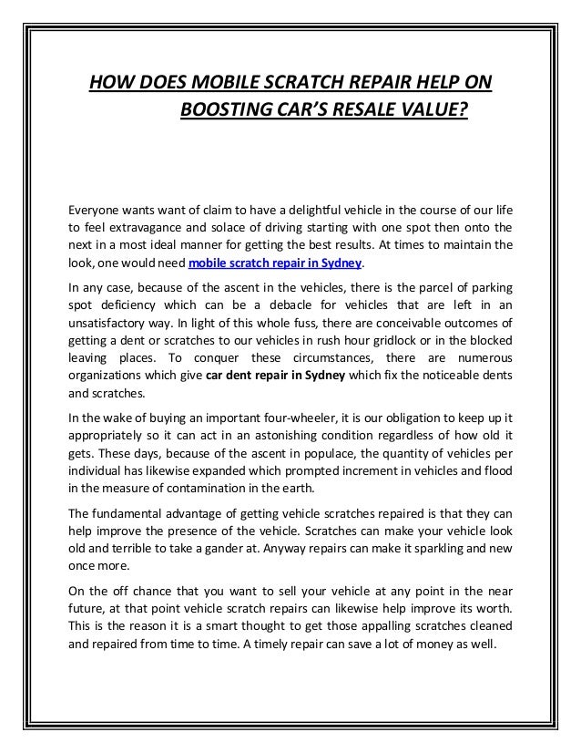 How does mobile scratch repair help on boosting car