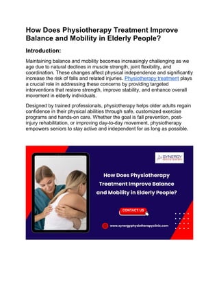 How Does Physiotherapy Treatment Improve Balance and Mobility in ...