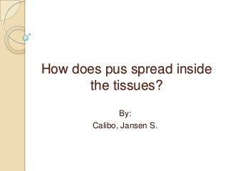 How does pus spread inside
      the tissues?
              By:
       Calibo, Jansen S.
 